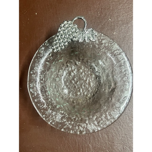 Hospitality & Abundance Serve‎ Bowls Grape Silver Trim Rippled Glass - Picture 1 of 4